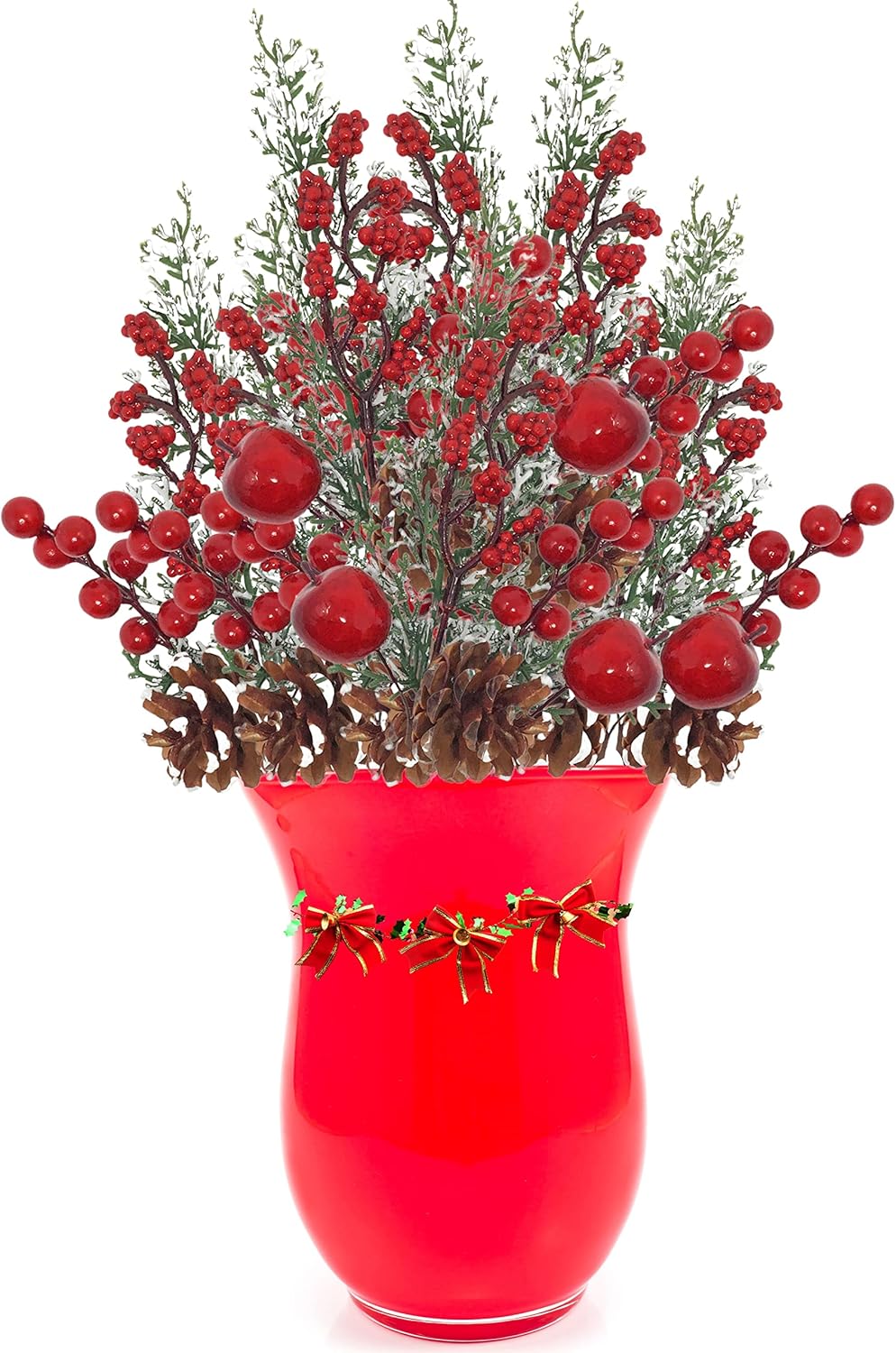 Red Berry & Pomegranate Stem 26 cm – Festive Artificial Stem with Vibrant Red Berries and Lifelike Pomegranates – Perfect for Holiday Wreaths, Garlands, Floral Arrangements, and Seasonal Décor