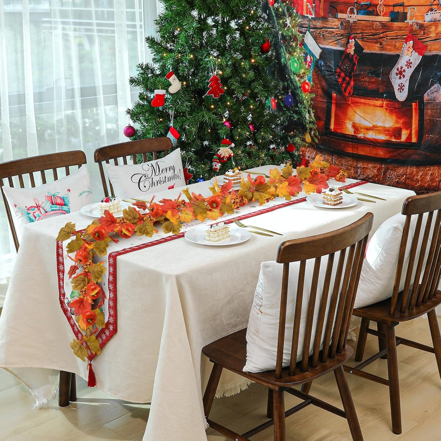 Pumpkin Berry Garland 180 cm - Festive Artificial Garland with Pumpkins, Berries, and Autumn Foliage - Perfect for Fall, Thanksgiving, Mantels, Tables, and Seasonal Displays