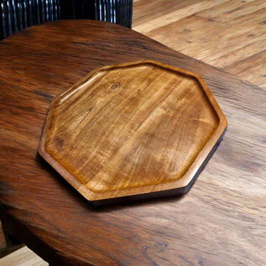 Modern Timber Wooden Octagon Charger Plate - Handcrafted Elegance for Dining Decor - Unique Geometric Design, Perfect for Special Occasions, Weddings, and Everyday Use - Durable, Eco-Friendly Wooden Plate for a Sophisticated Table Setting