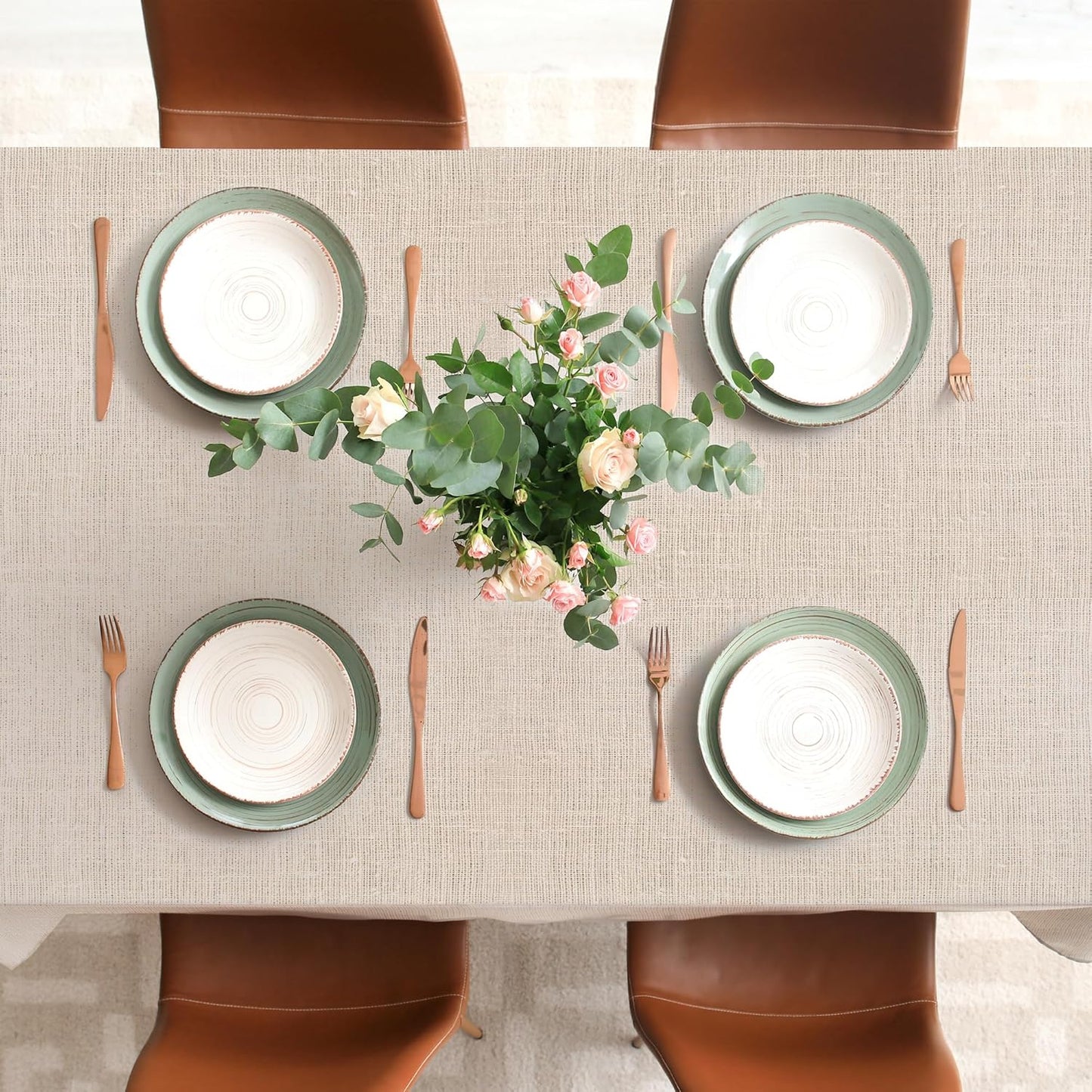 100% Cotton Pastoral Tablecloth – 130x250cm, Apricot, Soft & Durable, Farmhouse Dining Table Cover, Rustic Boho Style, Machine Washable, Perfect for Home, Weddings, Parties & Holiday Decorations