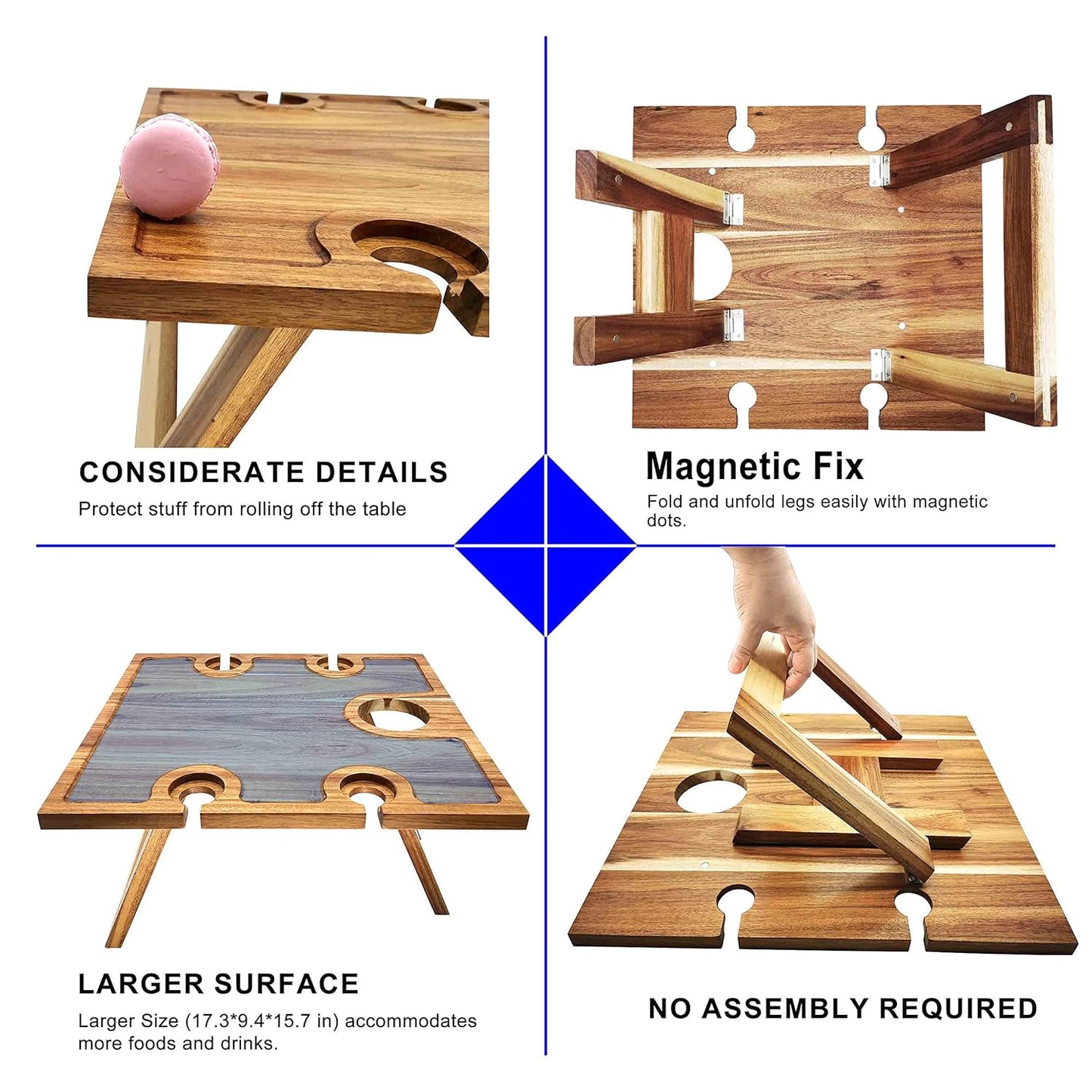 Outdoor Camping Portable Folding Shelf - Multi-Function Solid Wood Rack for Picnic, Balcony, and Self-Driving Tours - Space-Saving, Durable, and Perfect for Flower Display or Storage
