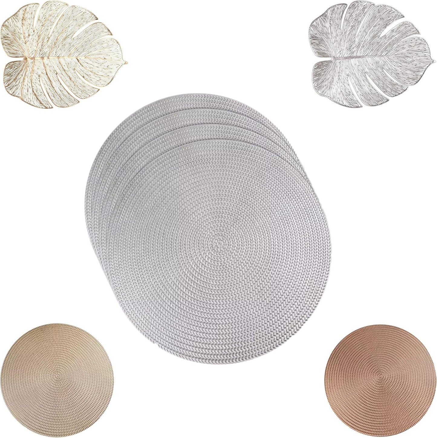 Heat insulation braided round table mat – durable and stylish placemat for dining tables, protects surfaces from heat and scratches, woven design adds a decorative touch, perfect for kitchen, dining, and coffee tables.