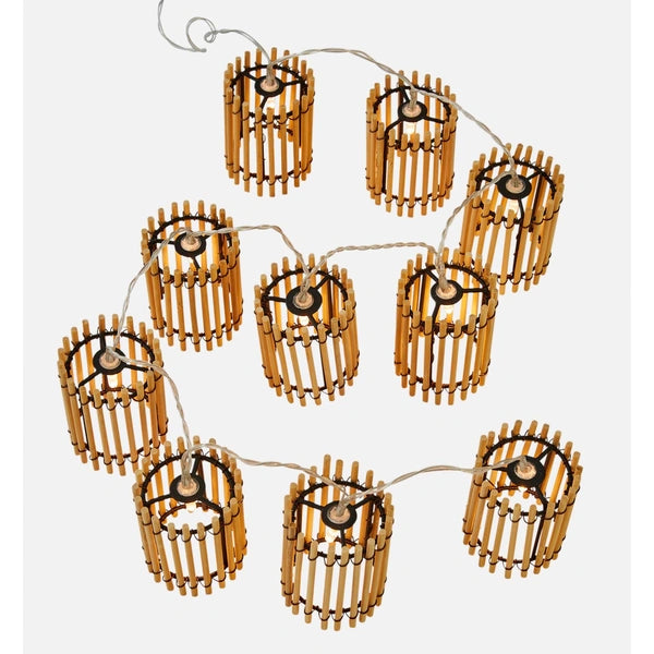 Christmas light outdoor decorative – 10-bulb natural bamboo patio lights, bamboo woven decorative string lights for holiday, garden, backyard, and festive home décor