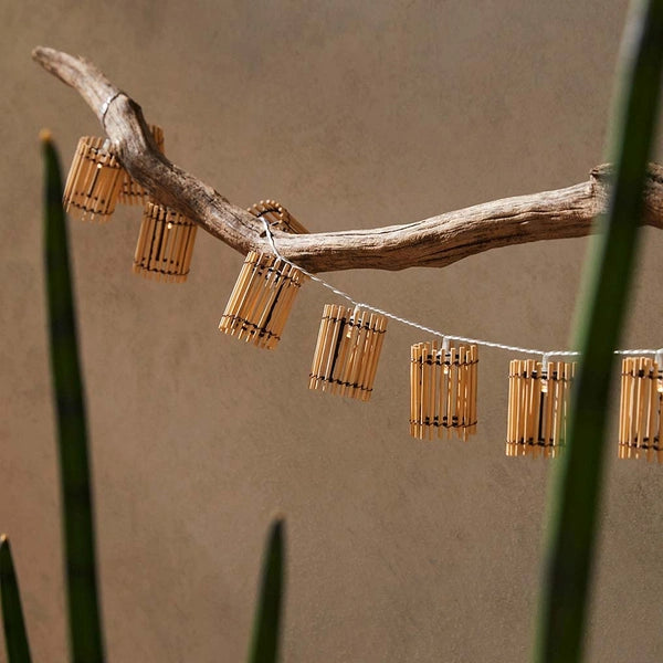 Christmas light outdoor decorative – 10-bulb natural bamboo patio lights, bamboo woven decorative string lights for holiday, garden, backyard, and festive home décor