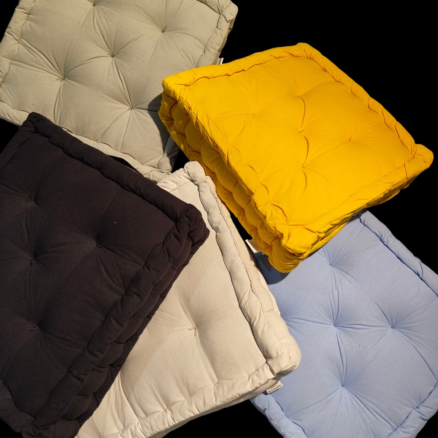Plush Rectangular Floor Cushion 45x45x10cm - Soft Cotton Aqua Grey Pillow for Comfortable Seating and Decor