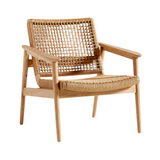 Accent Chair - Solid Teak Wood with Natural Finish - Seagrass Rattan Seat - Stylish and Durable Design by Jeha for Elegant Living Room or Accent Seating