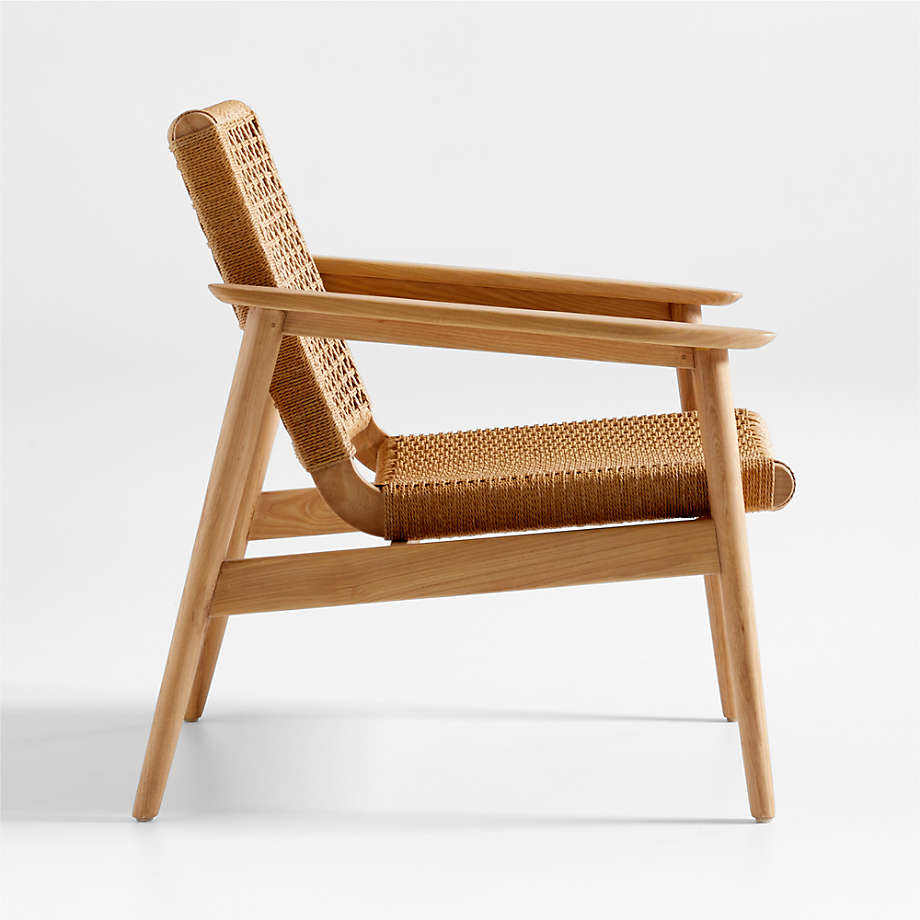Accent Chair - Solid Teak Wood with Natural Finish - Seagrass Rattan Seat - Stylish and Durable Design by Jeha for Elegant Living Room or Accent Seating