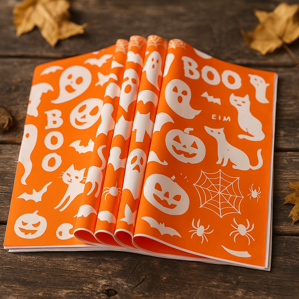Halloween Paper Party Tableware Set – 12 Paper Cups (7.5x8.5x5.3cm), 12 Paper Plates (7-inch), 20 Paper Napkins (33x33cm) – Spooky Disposable Table Decor for Halloween Parties & Celebrations