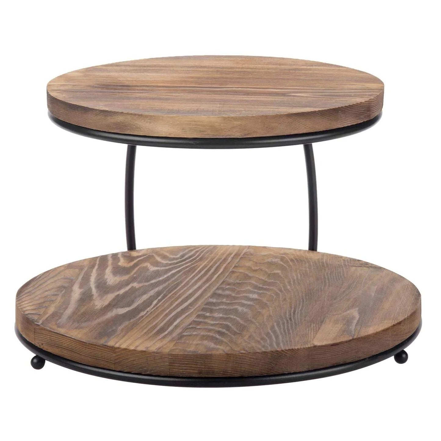 Burnt Wood Cupcake Holder Stand with Black Metal Frame