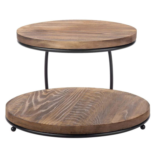 Burnt Wood Cupcake Holder Stand with Black Metal Frame