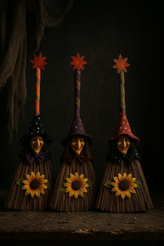 Witches Broom Halloween Decoration – Spooky Rustic Witch Broomstick – 90 cm Prop for Cosplay, Haunted House & Party Décor – Classic Halloween Accessory for Indoor & Outdoor Display