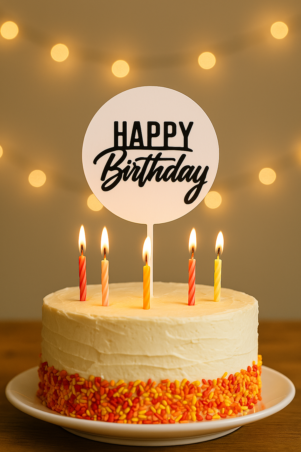 Black Cake Topper – Elegant "Happy Birthday" Decoration – Durable Acrylic Topper for Cakes – Perfect for Birthday Parties & Celebrations