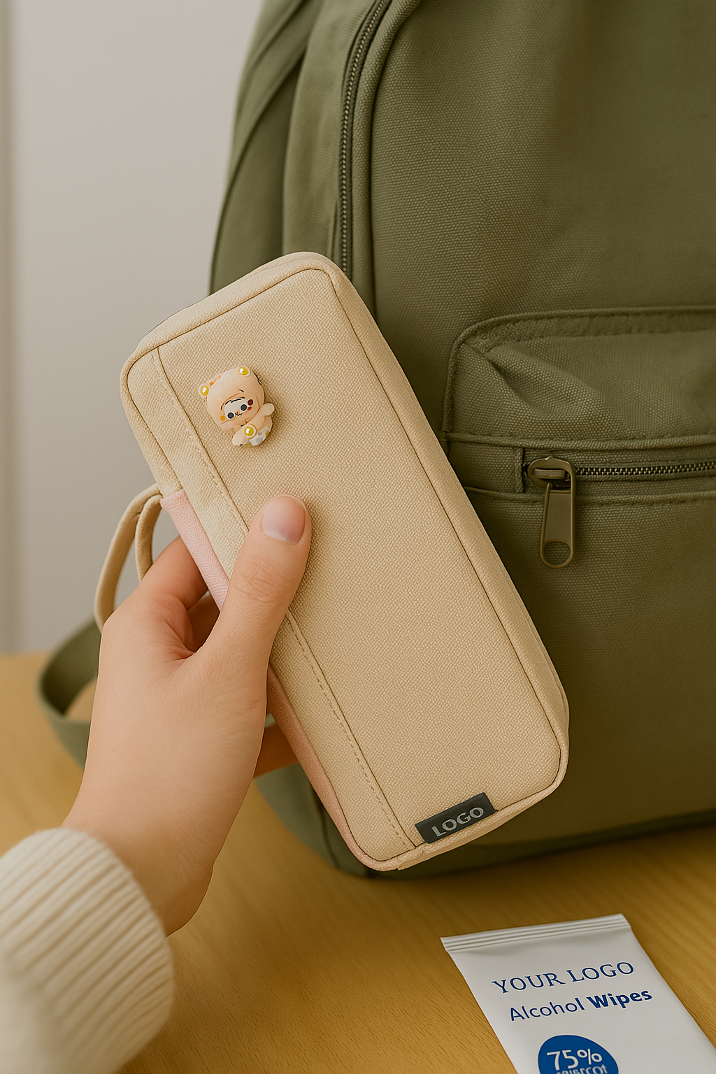 Simple students canvas pencil case with compartments – durable and lightweight, organized storage for pens, pencils, and school supplies, compact design, perfect for daily use, easy to carry and keep stationery organized.