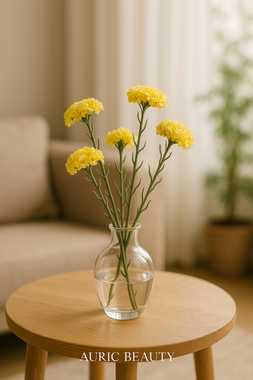Statice Spray Lemon 64 cm - Realistic Artificial Stem with Yellow Blooms - Perfect for Floral Arrangements, Wreaths, Bouquets, and Home Décor - Long-Lasting and Low Maintenance