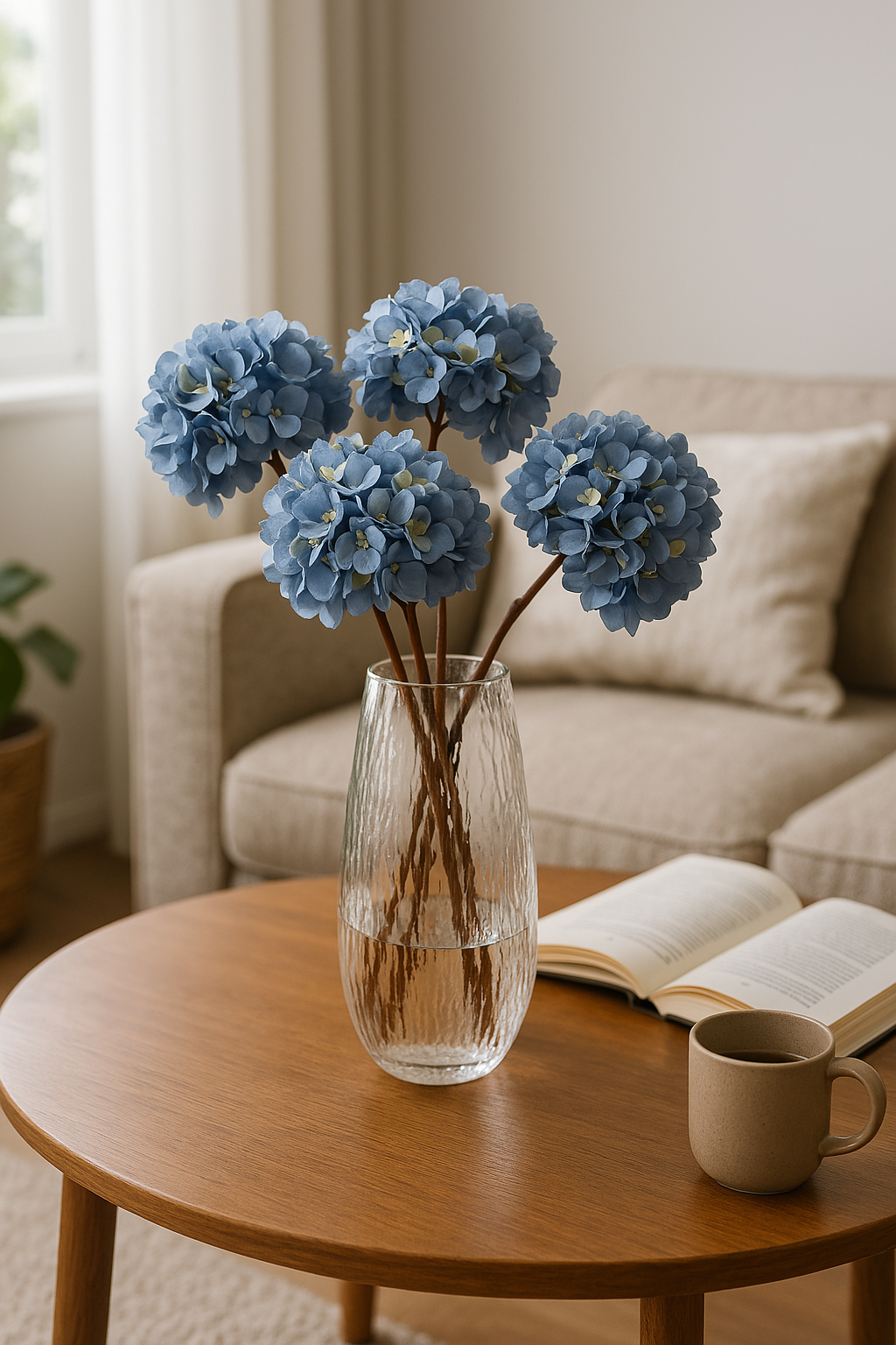 Artificial Hydrangea Flowers Realistic Fake Hydrangea Bouquet for Home Décor Wedding Arrangements Centerpieces and Floral Displays Lifelike Faux Hydrangeas with Soft Petals and Flexible Stems