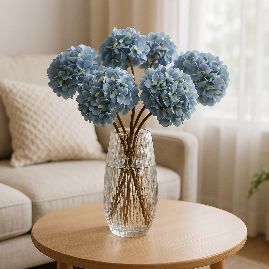 Artificial Hydrangea Flowers Realistic Fake Hydrangea Bouquet for Home Décor Wedding Arrangements Centerpieces and Floral Displays Lifelike Faux Hydrangeas with Soft Petals and Flexible Stems