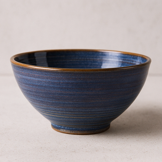 7-Inch Blue Flambe Ramen Bowl - Stylish Ceramic Bowl with Unique Flambe Glaze and Water Ripple Design - Perfect for Ramen, Noodles, Soups, and More - Durable, Elegant, Ideal for Everyday Use