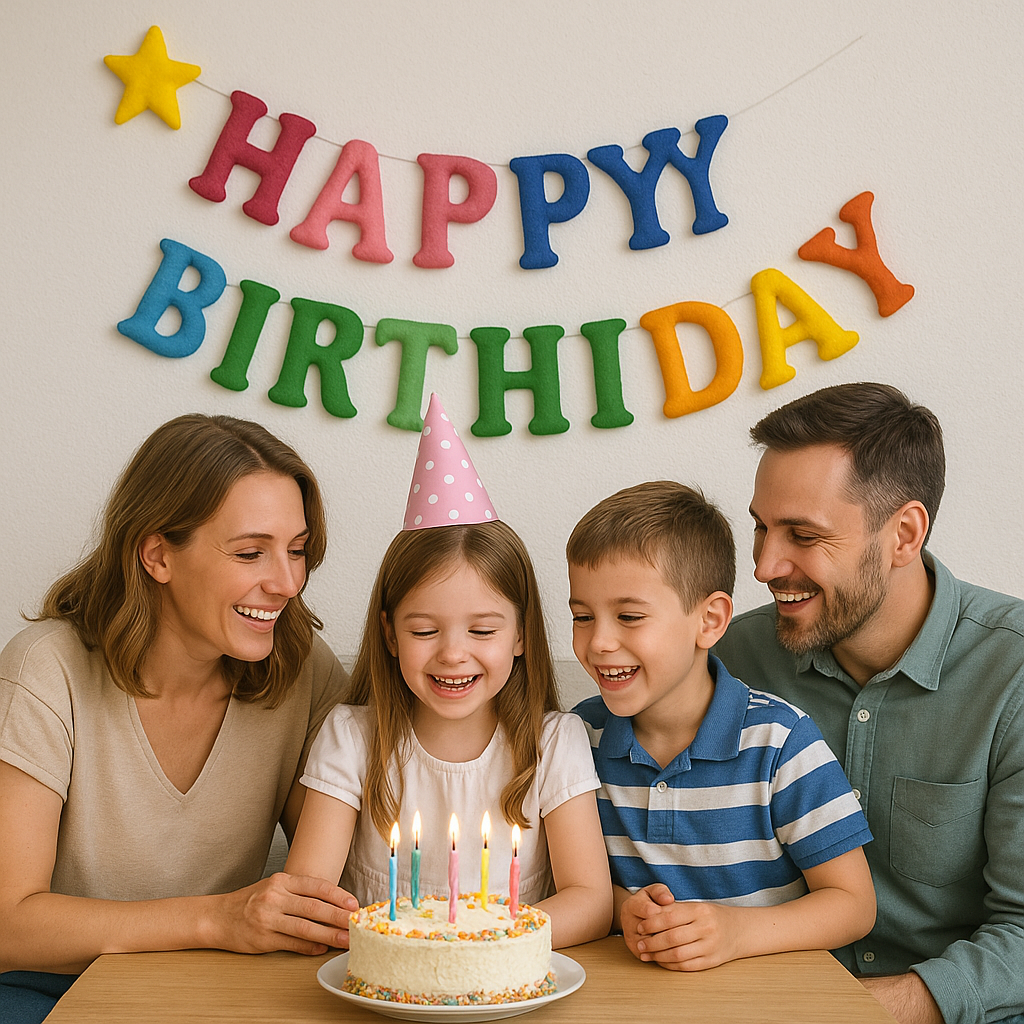 Felt Happy Birthday Banner - Durable and Reusable Fabric Banner for Birthday Party Decorations - Soft, High-Quality Felt Material - Perfect for Kids and Adults, Indoor and Outdoor Celebrations