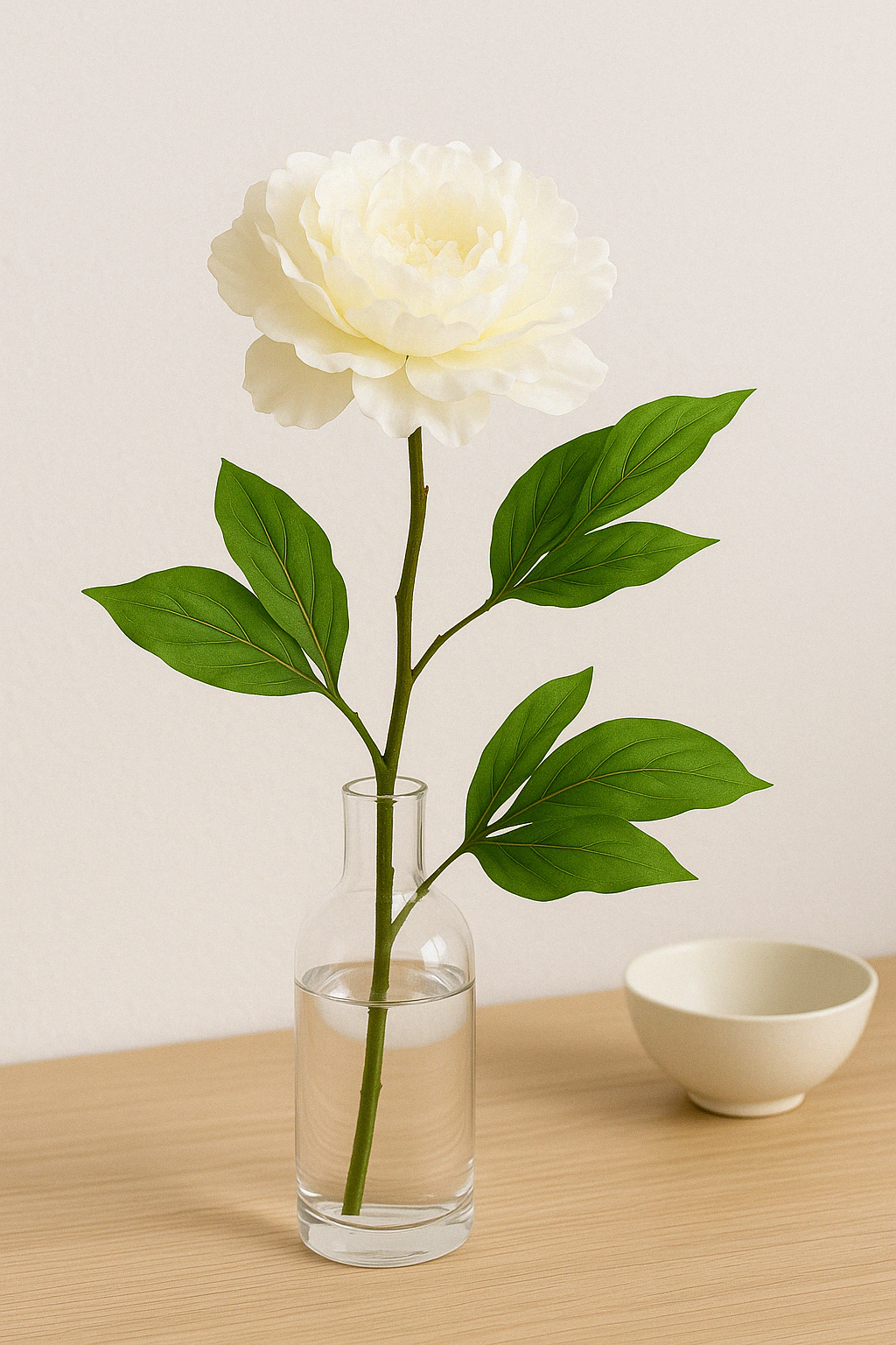 Blooming Peony Large Ivory 77 cm - Realistic Artificial Peony with Soft Ivory Blooms - Perfect for Floral Arrangements, Bouquets, Wreaths, and Home Décor - Long-Lasting and Low Maintenance