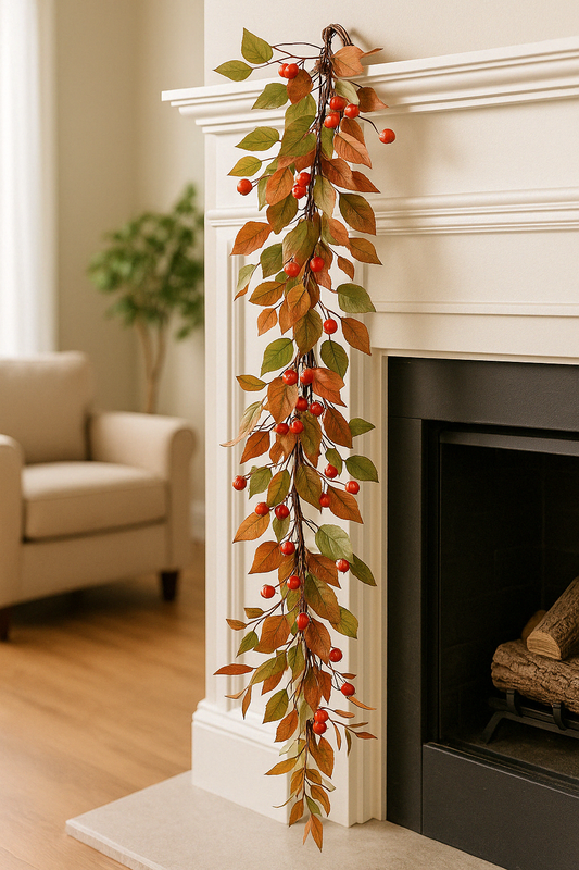 Pumpkin Fall Wreath 56 cm - Festive Autumn Wreath with Pumpkins, Leaves, and Berries - Perfect for Front Doors, Walls, and Seasonal Displays