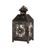 Black antique metal wind candle lantern – vintage retro hanging lantern with rusted metal & glass, classic design with handle for easy carrying, perfect for home décor, outdoor lighting, weddings, and rustic-themed settings.
