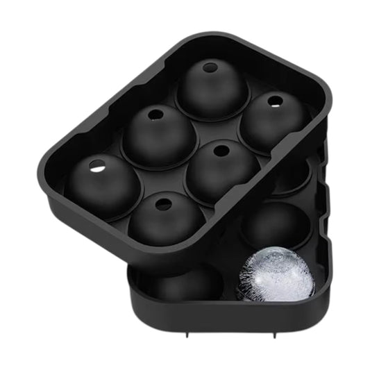 Custom Eco-friendly 6 grids round silicone ice cube tray mold with lid ice ball Maker Black Round