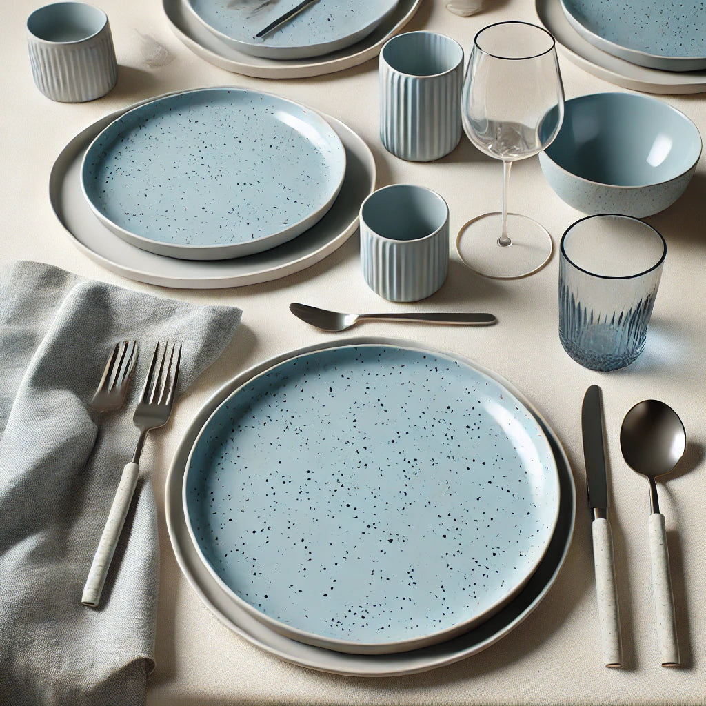 8-inch Blue Plate with Black Spots Ceramic Plate for Home Dining Table Decorative Plate for Serving Food and Table Settings Unique Design with Glossy Finish and Durable Material