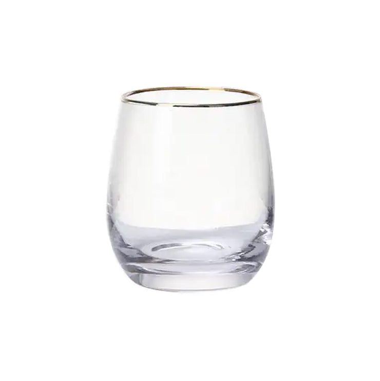 Egg-shaped cup #1 with gold rim Sparkling elegance Wholesale crystal stemless water juice glass