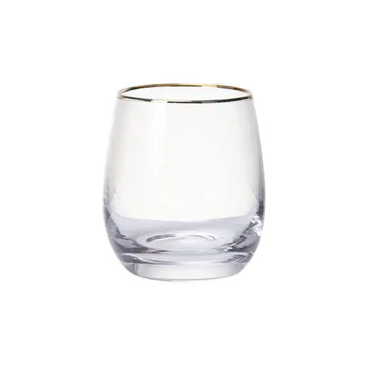 Egg-shaped cup #1 with gold rim Sparkling elegance Wholesale crystal stemless water juice glass