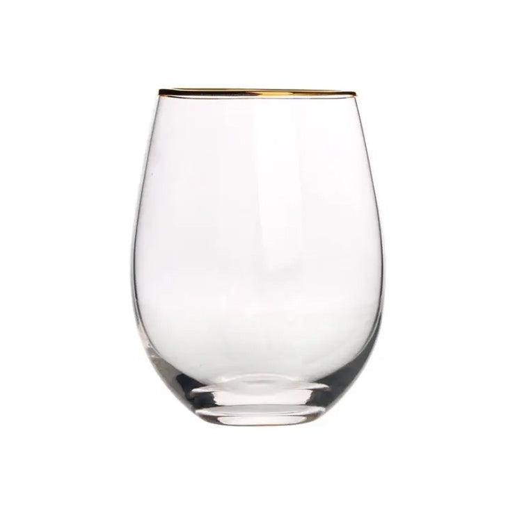 Egg-shaped cup #2 cup with gold rim Sparkling elegance Wholesale crystal stemless water juice glass