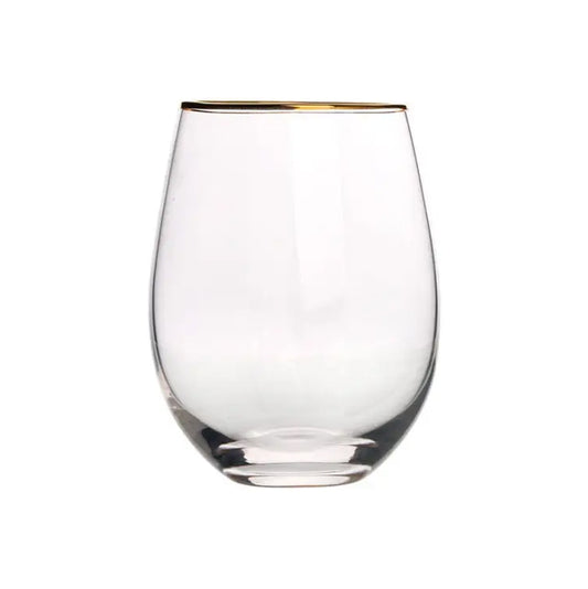 Egg-shaped cup #2 cup with gold rim Sparkling elegance Wholesale crystal stemless water juice glass
