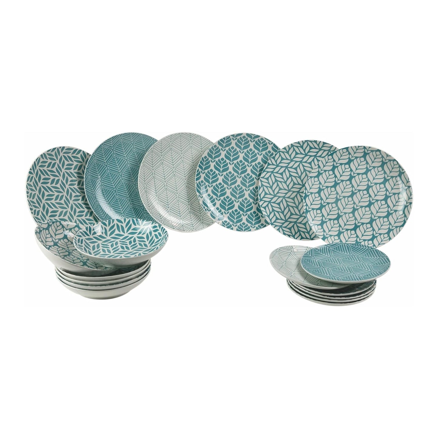 Emerald Elegance Padprinting 18pcs dinner set Green