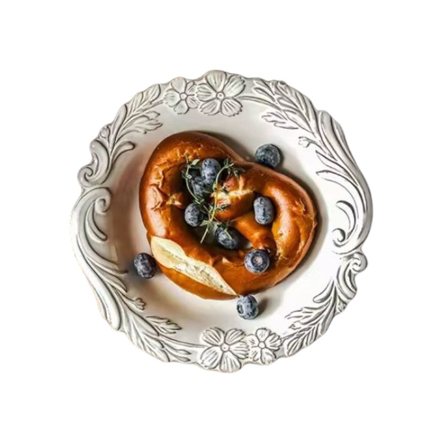Floral Ceramic Soup Plate, 5x22 cm, Elegant Vintage-Inspired Deep Dish, Durable and Heat-Resistant, Ideal for Serving Soup, Pasta, and Salads, Perfect for Home, Restaurants, and Special Occasions