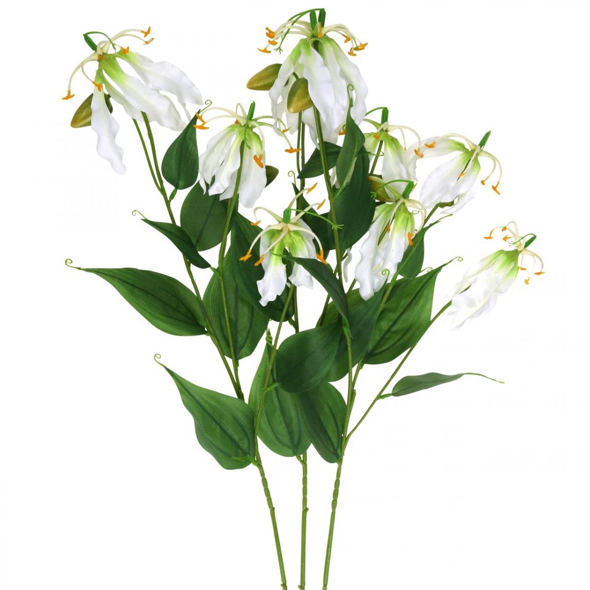 Gloriosa Spray Ivory - Realistic Artificial Gloriosa Stem with Elegant Ivory Blooms - Perfect for Floral Arrangements, Bouquets, Wreaths, and Home Décor - Long-Lasting and Low Maintenance