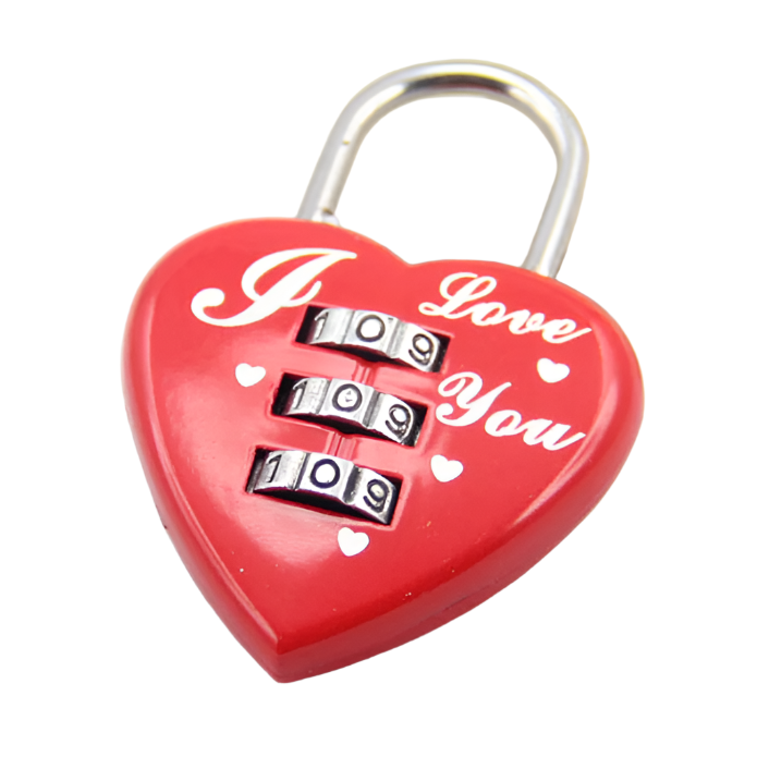 door locker luggage safety heart shape lock colorful small padlock combination lock with 3 digit