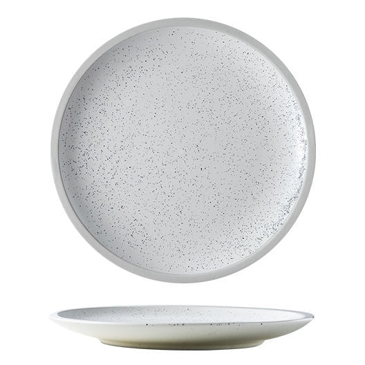 8-inch White Plate with Black spots Ceramic Plate for Home Dining Table Decorative Plate for Serving Food and Table Settings Unique Design with Glossy Finish and Durable Material