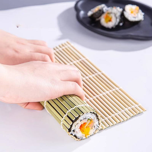 Jimao Disposable Medium Square Bamboo Sushi Mat - New Green Design - Eco-Friendly and Popular for Making Authentic Sushi at Home or in Restaurants