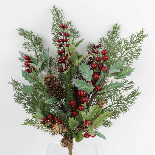 Frosted Hedgerow Spray 58 cm – Elegant Artificial Spray with Frosted Berries and Foliage – Perfect for Winter Floral Arrangements, Wreaths, Bouquets, and Seasonal Home Décor