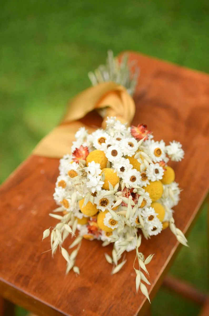 Wedding Decor Preserved Natural Yellow Craspedia Billy Ball - Dried Golden Ball Flowers for Floral Arrangements, Bouquets, and Event Decorations - Elegant and Long-Lasting Floral Accent for Special Occasions