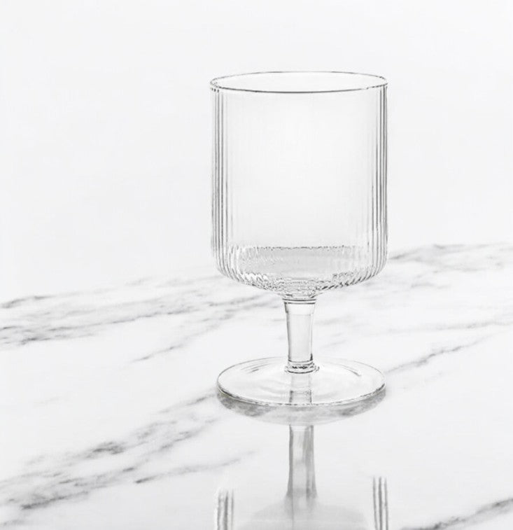 Ripple Wine Glass Elegant Ribbed Glassware for Red and White Wine Modern Textured Design Durable Lead-Free Glass for Home Bar Restaurants and Special Occasions