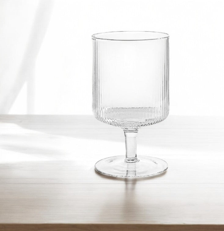Ripple Wine Glass Elegant Ribbed Glassware for Red and White Wine Modern Textured Design Durable Lead-Free Glass for Home Bar Restaurants and Special Occasions
