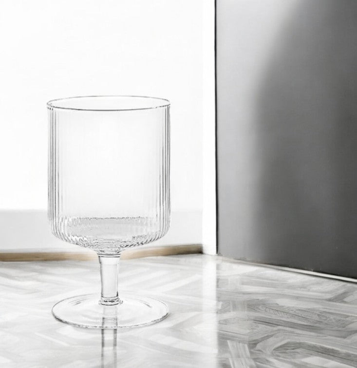 Ripple Wine Glass Elegant Ribbed Glassware for Red and White Wine Modern Textured Design Durable Lead-Free Glass for Home Bar Restaurants and Special Occasions