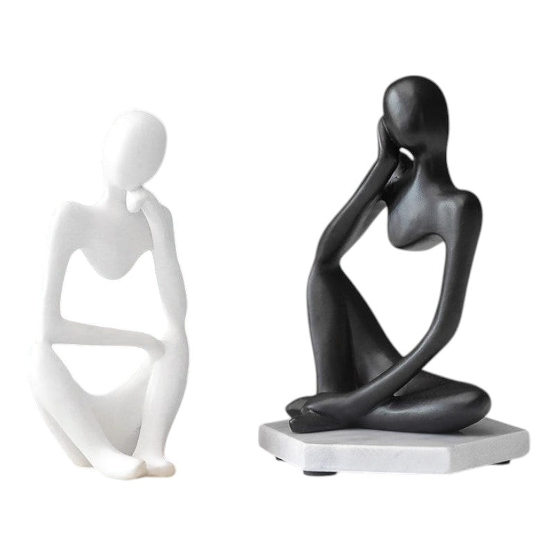 Luxury Gold Resin Abstract Sculpture – Modern Black & White Art Décor for Home, Office & Living Room – Elegant Geometric Statue for Shelves, Table & Interior Design Accents