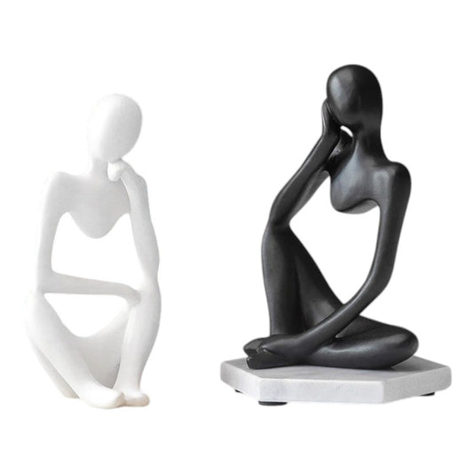 Luxury Gold Resin Abstract Sculpture – Modern Black & White Art Décor for Home, Office & Living Room – Elegant Geometric Statue for Shelves, Table & Interior Design Accents