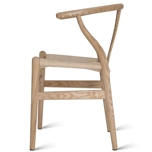Classic Mid-Century Modern Wishbone Y Chair - Black Cafe Armchair - Natural Solid Oak Wood Dining Chair - Stylish and Durable Design for Home, Bistro, or Office Decor