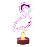 Flamingo Neon Sign LED Decoration Battery USB, Green Light, 33cm Height, Tropical Theme Night Light