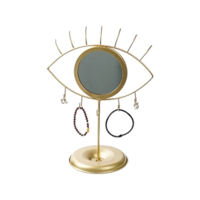 Metal Iron Mirror Jewelry Rack - Modern Style Eye-Shaped Hanging Tray for Earrings, Necklace, and Jewelry Storage - Stylish Display Stand for Organizing and Showcasing Accessories