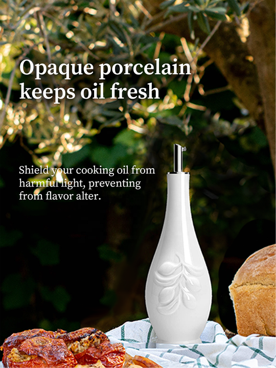 Tuscan Kitchen Porcelain Oil and Vinegar Dispenser Set 16 oz With Oil Pourer