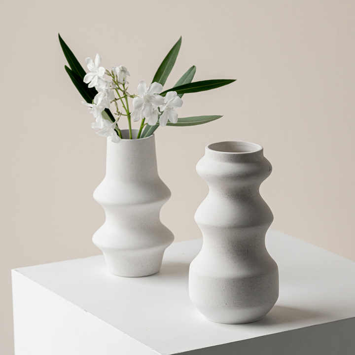 Indented Cone Shaped Home Decor Element Contemporary Home Decor Ceramic Vase For Weddings Ceramics