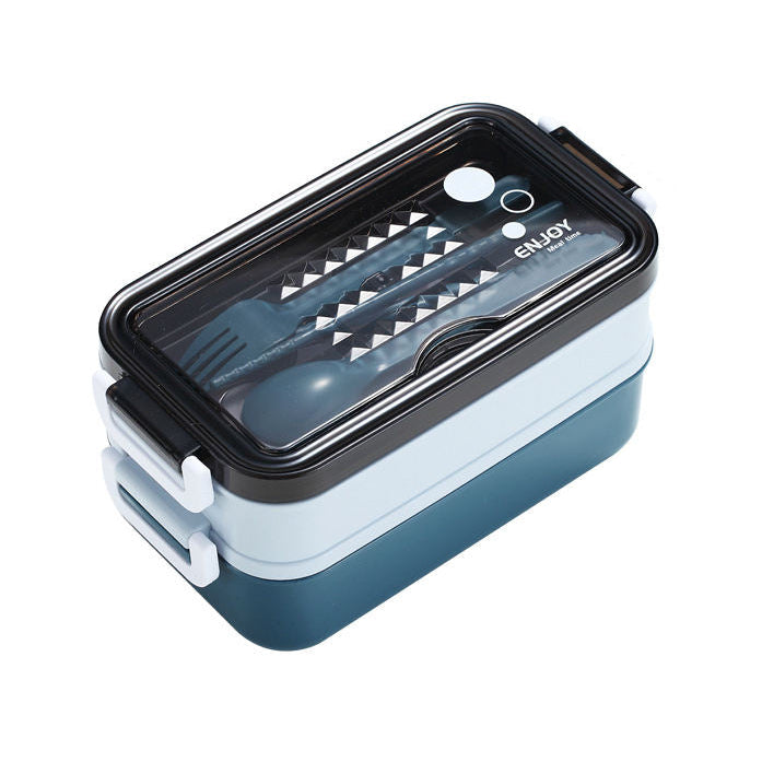 Blue Plastic Lunch Box Set Durable and Stylish Lunch Boxes for Kids and Adults Food Storage Containers with Leak-Proof Lids for School Office and Travel Use